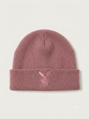 PLAYBOY Pink Embroidered Bunny Cuff Beanie